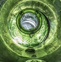 Low Perspective Macro Shot on Dripping Wet Bottle Royalty Free Stock Photo