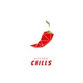 Low poly abstract kitchen red chilli pepper logo icon modern simple illustration