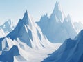 Low poly abstract mountains, icy peaks, cold winter landscape Royalty Free Stock Photo