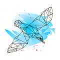 Low poly albatross on blue watercolor Royalty Free Stock Photo