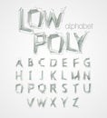 Low poly alphabet font. Vector illustration