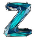 Low Poly Alphabet Letter Z. Blue color Isolated white