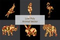 Low poly animals with selective limited colour on dark background