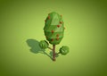 Low Poly Apple Tree Illustration With Green Background