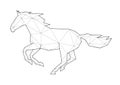 Low poly art of animals. Galloping horse. Good for wall decoration. Printable images. Suitable for coloring pages.