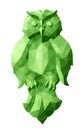 Low poly art with green emerald owl