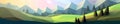 low poly art landscape panoramic. AI Generated. Royalty Free Stock Photo