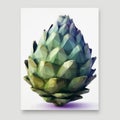 Low Poly Artichoke Print With Hyperrealistic Composition