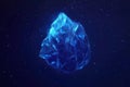 Low poly asteroid is floating in the universe with many stars