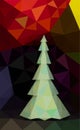 Low poly background with christmas tree, triangular fir, geometric holidays wallpaper, Merry Christmas and Happy New Year Royalty Free Stock Photo