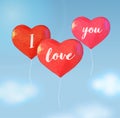 Low poly balloon in heart shape for valentine greeting Royalty Free Stock Photo