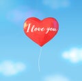 Low poly balloon in heart shape for valentine greeting Royalty Free Stock Photo