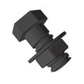 Low poly black threaded bolt. 3D. Vector illustration