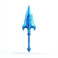 Low Poly Blue Crystal Spear on White Background Royalty Free Stock Photo