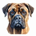 Low Poly Boxer Breed Face Design In Light Navy And Brown