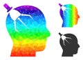 Vector Polygonal Brain Intruder Icon with Spectral Colored Gradient