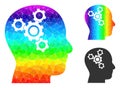 Vector Triangle Filled Brain Mechanics Icon with Spectrum Gradient