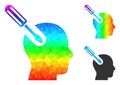 Vector Triangle Filled Brain Tool Icon with Spectrum Gradient