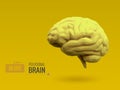 Low poly bright lemon yellow brain on yellow BG Royalty Free Stock Photo