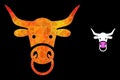 Vector Polygonal Bull Head Icon with Orange Colored Gradient Royalty Free Stock Photo