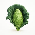 Low Poly Art Cabbage: Geometric Graphic Illustration
