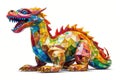 Low poly Chinese traditional dragon masterpiece made of 3d stained glass