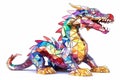 Low poly Chinese traditional dragon masterpiece made of 3d stained glass