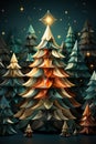 low poly christmas tree illustration AI Generated