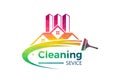 Low Poly and Cleaning service logo design Vector design concept Royalty Free Stock Photo