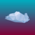 Low poly cloud on blue and red background,