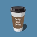 Low poly coffee to go organic cup design on color background. Tr