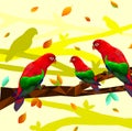 Low poly colorful parrot bird on yellow back ground,animal geometric concept,vector