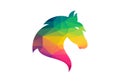Low Poly and Horse head logo design vector illustration Royalty Free Stock Photo