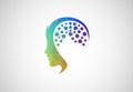 Low Poly Human Mind Brain logo design, Vector illustration Royalty Free Stock Photo