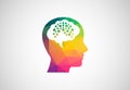 Low Poly Human Mind Brain logo design, Vector illustration Royalty Free Stock Photo