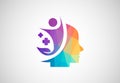 Low Poly Human Mind Brain logo design, Vector illustration Royalty Free Stock Photo