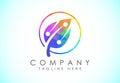 Low Poly Creative Leaf Technology Logo Design Template, Green Technology Logo Designs Concept Royalty Free Stock Photo