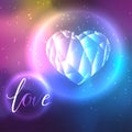 Low poly crystal heart and love