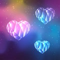 Low poly crystal hearts