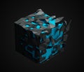 Low Poly Cube with Chaotic Structure. Royalty Free Stock Photo