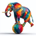 Low Poly 3D Elephant Balancing Act An Eccentric Artistic Representation of Animal Equilibrium Royalty Free Stock Photo