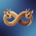 Low-poly 3D illustration featuring two gazelle-like creatures with intertwined bodies Royalty Free Stock Photo