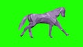 Low poly 3d lila paper horse running, seamless loop, Green Screen Chromakey