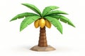 Low Poly 3D Model of a Tropical Palm Tree with Coconuts AI generated. Royalty Free Stock Photo