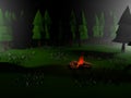 Low poly 3D night landscape scene