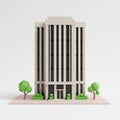 Low Poly 3D Rendering of a Modern Office Building with Trees and Bushes 3D rendering modern architecture Royalty Free Stock Photo