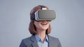VR Headset Woman in Virtual Reality, Metaverse Experience Royalty Free Stock Photo