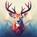 Low Poly Deer Portrait In Surreal Style