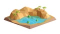 Low Poly Desert Island Oasis with Blue Lake, isometric vector design Generative AI Royalty Free Stock Photo