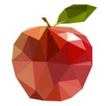 LOW POLY DESIGN RIPE APPLE WITH LEAF, vector Royalty Free Stock Photo